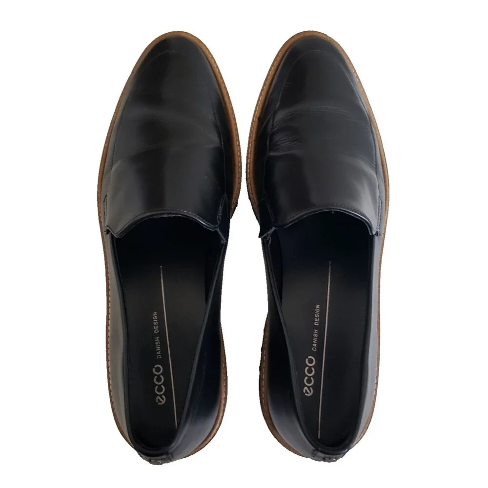 ECCO Incise Tailored Loafer Slip On Shoes Almond Toe Pointed Leather Size 10.5